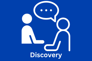 IMAGE: Logo of two people talking with the word discovery